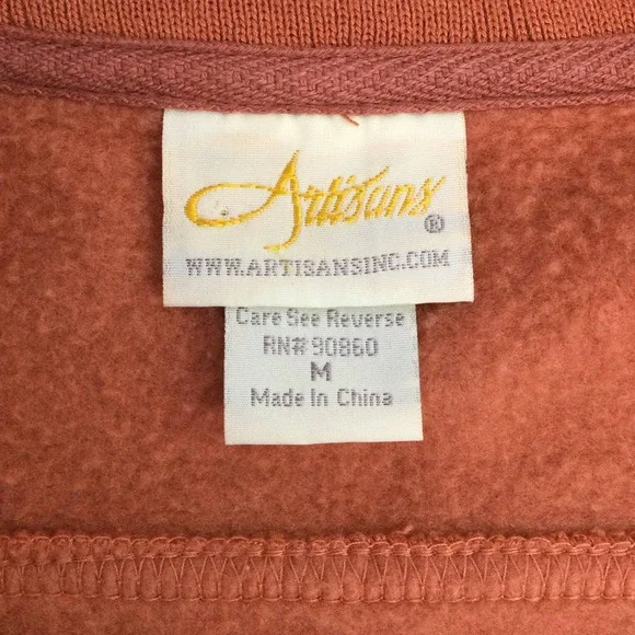 Artisans 1864 Saratoga Orange Mock Collar Long Sleeve Zippered Fleece Men's M - Picture 5 of 14